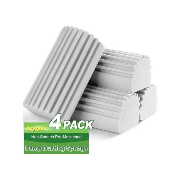 4-Pack Damp Clean Duster Sponges for Blinds, Glass, Vents & More, Gray - Picture 6 of 7